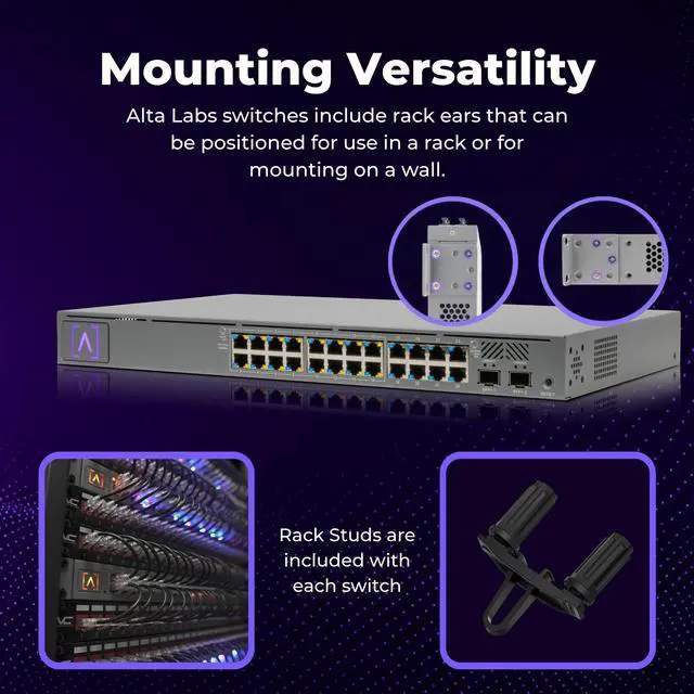 Alt view image 4 of 7 - Alta Labs S24-POE Cloud-Managed PoE+ Switch w/ 24 Gigabit Ethernet Ports and 2 SFP+ Ports, Power Over Ethernet on 16 Ports, 240W PoE Budget, 2 SFP+ Ports Support Up To 10 Gbps Fiber/Copper Connections
