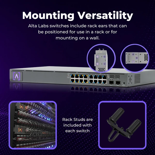 Alt view image 4 of 7 - Alta Labs S16-POE Cloud-Managed PoE+ Switch w/ 16 Gigabit Ethernet Ports and 2 SFP Ports, Power Over Ethernet on 8 Ports, 120W PoE Budget, 2 SFP Ports Support Up to 1 Gbps Fiber or Copper Connections