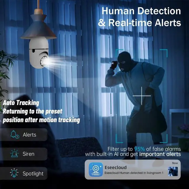 Alt view image 5 of 7 - 2K Light Bulb Security Camera 5G&2.4Ghz WiFi Security Cameras Wireless Outdoor Indoor,Cameras for Home Security Outside Indoor,Motion Detection and Alarm,Two-Way Talk,Color Night Vision (2Pack)Cam