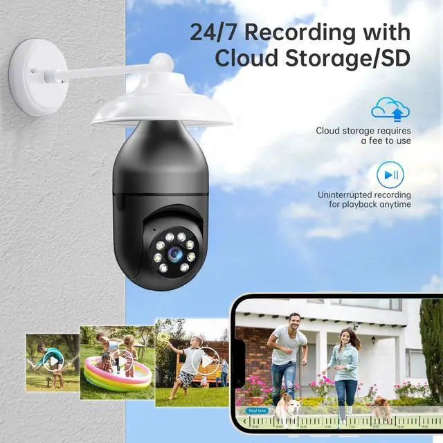 Alt view image 3 of 6 - Light Bulb Security Camera 2Pack 5G& 2.4GHz WiFi 2K Security Cameras Wireless Outdoor Motion Detection and Alarm,Two-Way Talk,Color Night Vision,Human Detection, Bulb Camera Compatible with Alexa