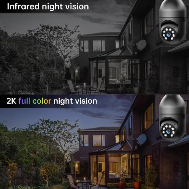 Alt view image 4 of 6 - Light Bulb Security Camera 2Pack 5G& 2.4GHz WiFi 2K Security Cameras Wireless Outdoor Motion Detection and Alarm,Two-Way Talk,Color Night Vision,Human Detection, Bulb Camera Compatible with Alexa
