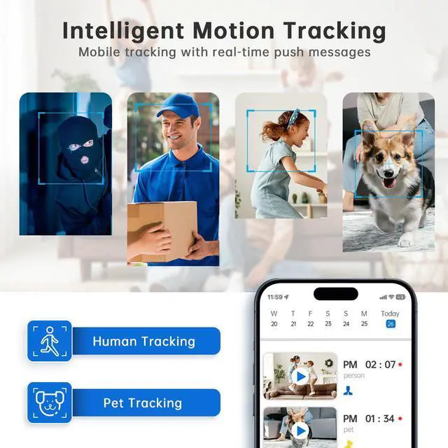 Alt view image 3 of 7 - NoahTec Indoor Camera,1080P Pet Camera Baby Monitor with AI Motion Detection, 2-Way Talk, Night Vision, Siren, Compatible with Alexa