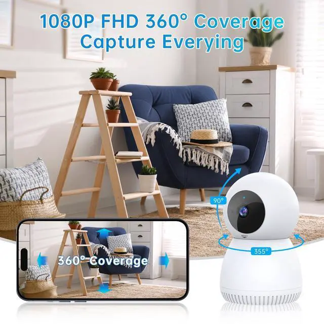 Alt view image 5 of 7 - NoahTec Indoor Camera,1080P Pet Camera Baby Monitor with AI Motion Detection, 2-Way Talk, Night Vision, Siren, Compatible with Alexa