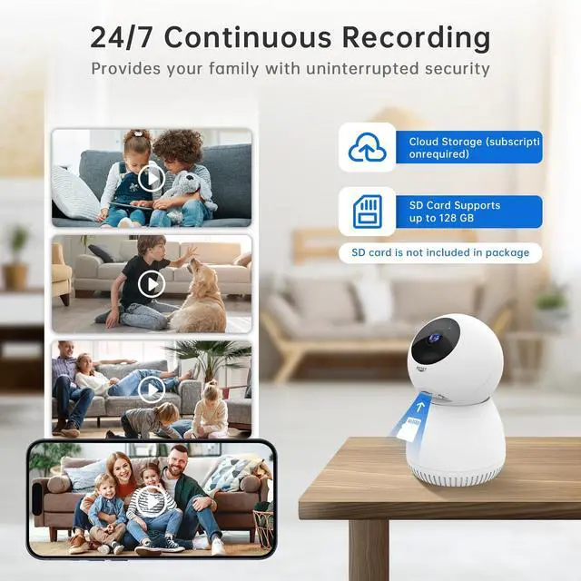 Alt view image 6 of 7 - NoahTec Indoor Camera,1080P Pet Camera Baby Monitor with AI Motion Detection, 2-Way Talk, Night Vision, Siren, Compatible with Alexa