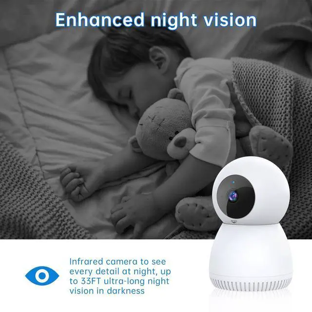Alt view image 7 of 7 - NoahTec Indoor Camera,1080P Pet Camera Baby Monitor with AI Motion Detection, 2-Way Talk, Night Vision, Siren, Compatible with Alexa
