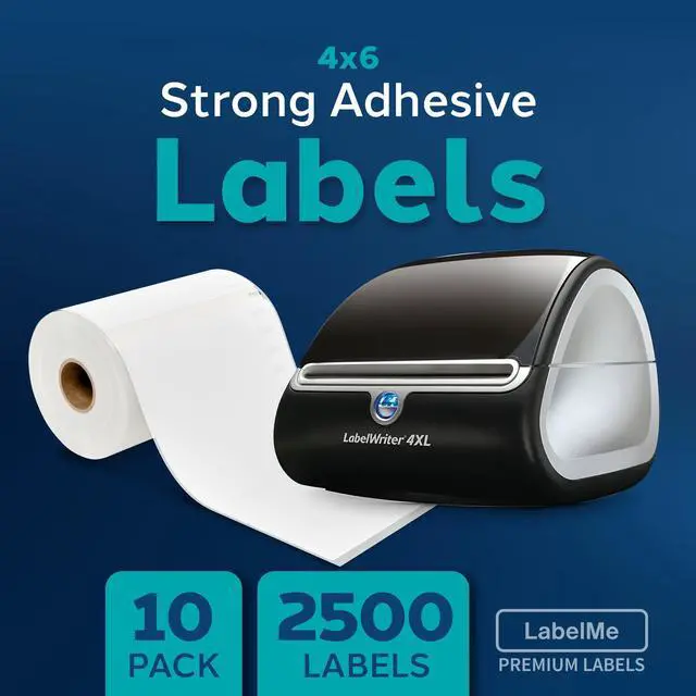 Alt view image 2 of 6 - LabelMe 4x6 Shipping Labels Roll, Thermal Labels 4x6 Compatible with Dymo 4XL Label Printer, Perforated Strong Adhesive 2500 Labels (250 Per Roll X 10 Rolls)
