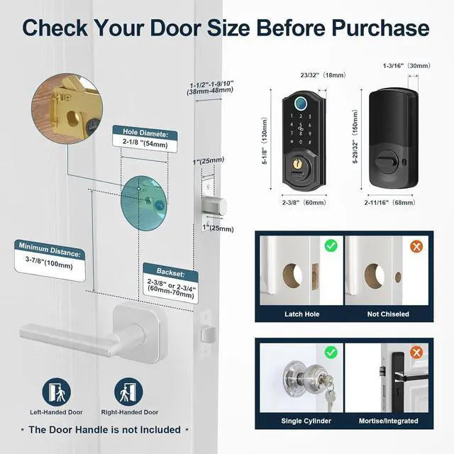 Alt view image 7 of 7 - SMONET Smart Lock Fingerprint Deadbolt Keyless Entry Door Lock with Electronic Bluetooth Digital Keypad Deadbolt for Front Door,Biometrics,Auto-Lock,Fob Keys,Passcode by APP Control for Home