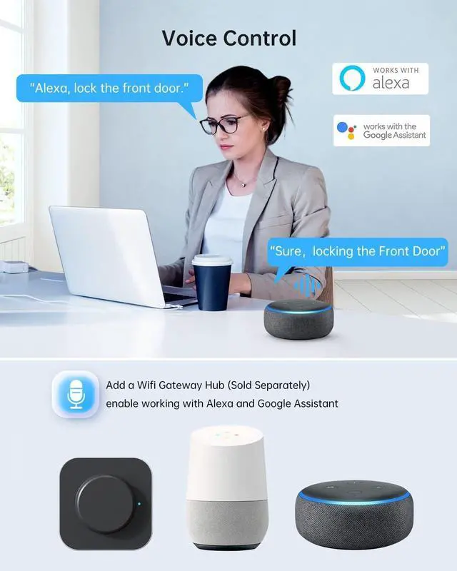 Alt view image 5 of 7 - SMONET Smart Lock Fingerprint Deadbolt Keyless Entry Door Lock with Electronic Bluetooth Digital Keypad Deadbolt for Front Door,Biometrics,Auto-Lock,Fob Keys,Passcode by APP Control for Home