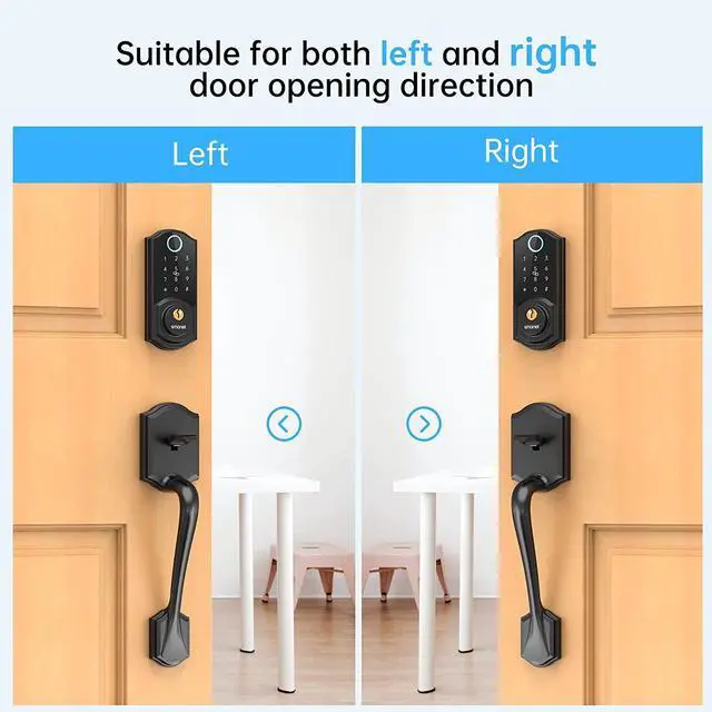 Alt view image 6 of 7 - SMONET Smart Front Door Lock Set Fingerprint Keyless Entry Handle Set Keypad Deadbolt Lock with Bluetooth Electronic Digital Smart Door Lock,Auto Lock Work with Alexa, Easy to Install Black