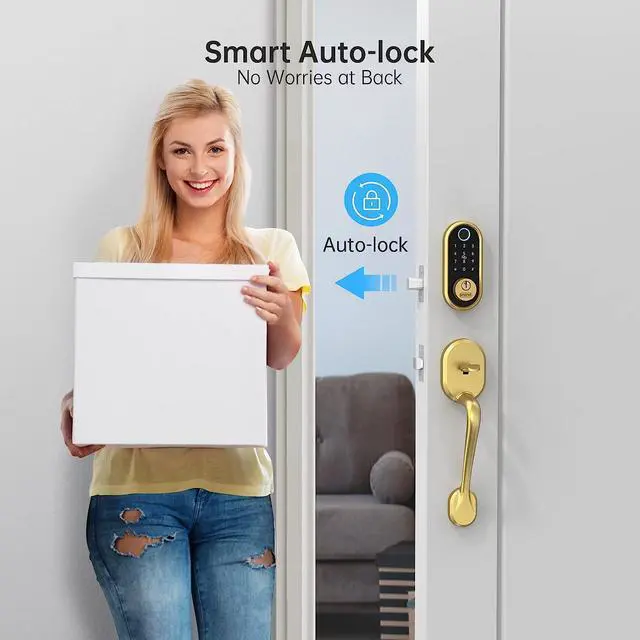 Alt view image 5 of 7 - SMONET Smart Lock Bluetooth Keyless Entry Keypad Smart Deadbolt-Fingerprint Electronic Deadbolt Door Lock-App Control, Remote Ekeys Sharing, App Monitoring Easy to Install for Homes and Hotel GOLD