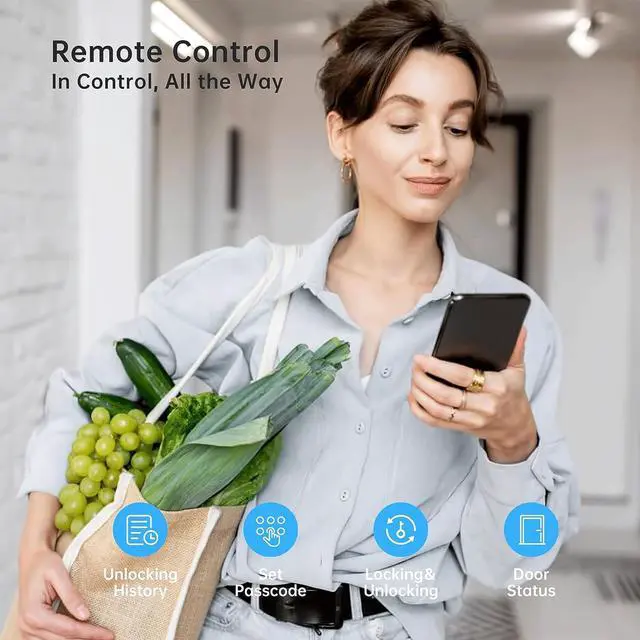 Alt view image 6 of 7 - SMONET Smart Deadbolt, Fingerprint Electronic Deadbolt Door Lock with Keypad-Bluetooth Keyless Entry Smart Deadbolt App Control, Ekeys Sharing, App Monitoring Auto Lock for Homes and Hotel SILVER