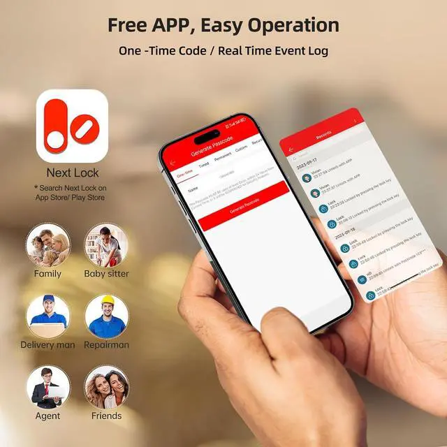 Alt view image 3 of 7 - SMONET Keyless Entry Door Lock Handleset - WiFi Fingerprint Smart Locks for Front Door App Remote Control, Digital Bluetooth Keypad Deadbolt Lock Set with Alexa, Auto Lock, Code, Fobs for Home Black