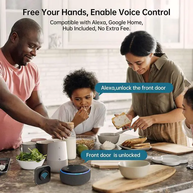 Alt view image 5 of 7 - SMONET Keyless Entry Door Lock Handleset - WiFi Fingerprint Smart Locks for Front Door App Remote Control, Digital Bluetooth Keypad Deadbolt Lock Set with Alexa, Auto Lock, Code, Fobs for Home Black