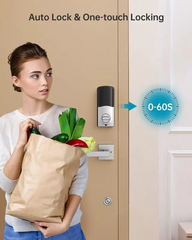 Alt view image 4 of 7 - HEANTLE Keyless Entry Door Lock, Smart Deadbolt Lock with Keypad, Fingerprint Door Lock, Electronic Deadbolt Lock, Combination Lock for Front Door, Auto Lock, Easy Installation