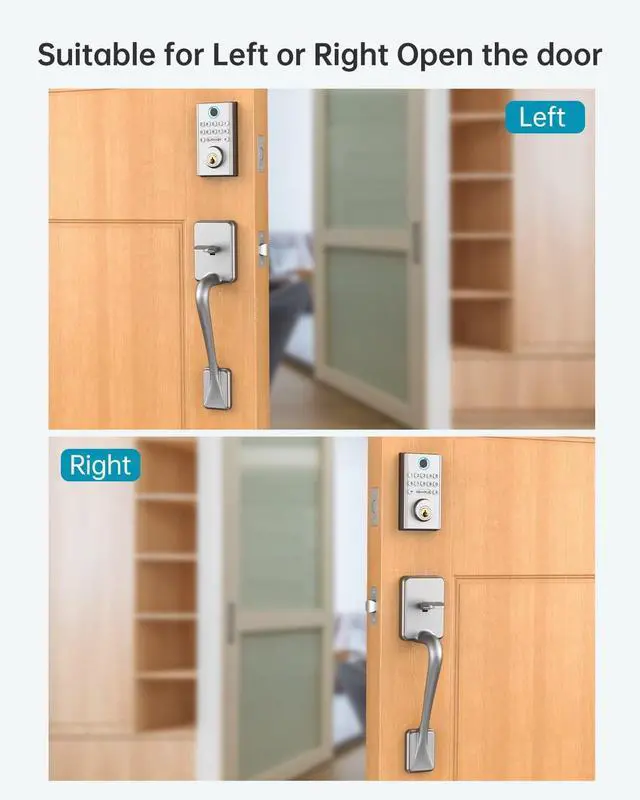 Alt view image 5 of 7 - HEANTLE Keyless Entry Door Lock, Smart Deadbolt Lock with Keypad, Fingerprint Door Lock, Electronic Deadbolt Lock, Combination Lock for Front Door, Auto Lock, Easy Installation