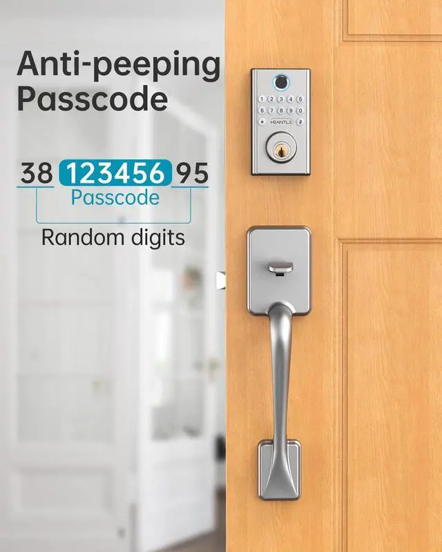 Alt view image 3 of 7 - HEANTLE Keyless Entry Door Lock, Smart Deadbolt Lock with Keypad, Fingerprint Door Lock, Electronic Deadbolt Lock, Combination Lock for Front Door, Auto Lock, Easy Installation