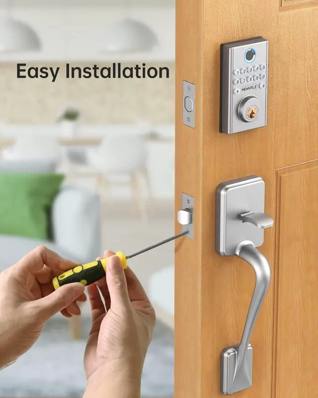 Alt view image 6 of 7 - HEANTLE Keyless Entry Door Lock, Smart Deadbolt Lock with Keypad, Fingerprint Door Lock, Electronic Deadbolt Lock, Combination Lock for Front Door, Auto Lock, Easy Installation