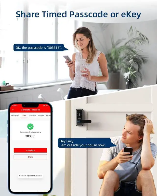 Alt view image 5 of 7 - ZOMNUA WiFi Keyless Entry Door Lock with Handle,Fingerprint Smart Deadbolt Digital Keypad Front Door Lock Handle,Biometric Alexa with Fob Keys Gateway for Home Office,Black