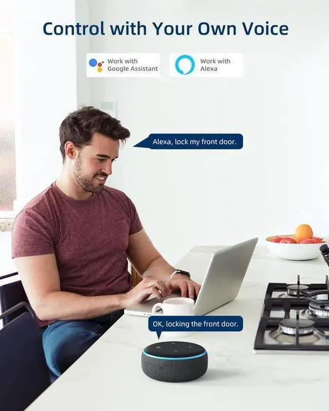 Alt view image 4 of 7 - ZOMNUA Keyless Entry WiFi Door Lock, Fingerprint Keypad Door Lock with Handle,Smart Deadbolt Digital Bluetooth Electronic with Fob Keys Gateway for Home Hotel Office Silver