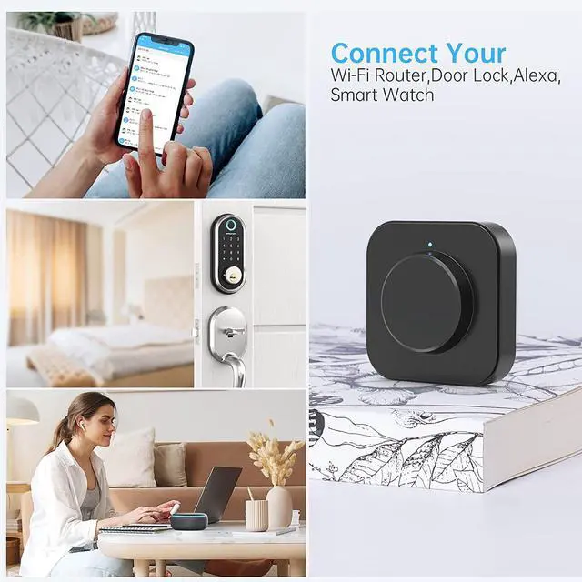 Alt view image 3 of 7 - SMONET Smart Lock Wi-Fi Gateway, G2 Gateway Wi-Fi Bridge Remote Control Smart Door Lock, Smart Hub Work with Alexa Voice Control for Houses and Hotel