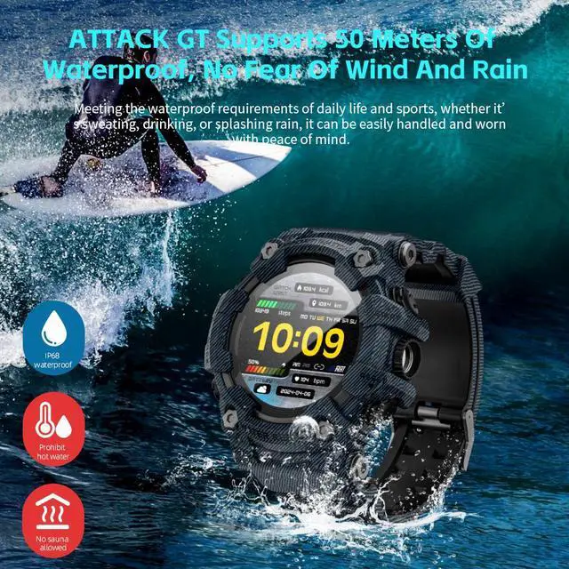 Alt view image 3 of 7 - LOKMAT ATTACK GT smart watch multi-function Bluetooth call heart rate blood oxygen sleep health monitoring outdoor sports waterproof information push adult boy girl junior high school student
