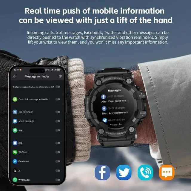 Alt view image 5 of 7 - LOKMAT ATTACK GT smart watch multi-function Bluetooth call heart rate blood oxygen sleep health monitoring outdoor sports waterproof information push adult boy girl junior high school student