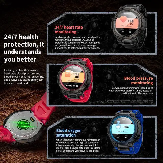 Alt view image 6 of 7 - LOKMAT ATTACK MAX Smart Watch 1.53-inch large round screen Heart rate blood oxygen sleep health monitoring compass Bluetooth call information push IP68 waterproof outdoor sports watch