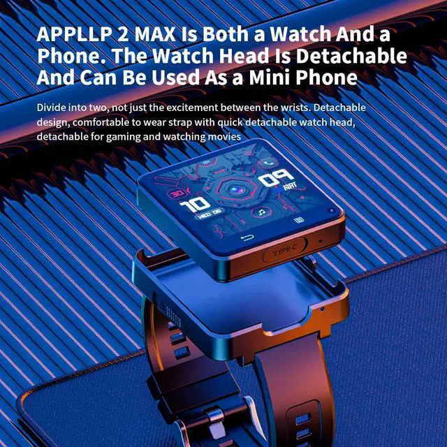 Alt view image 3 of 7 - LOKMAT APPLLP 2 MAX smartwatch 2.64 inch screen, 500W HD camera, detachable mini phone, insertable Sim card, independent call, WiFi Internet access, Android 11, MTK6739 motherboard RAM: 3GB + ROM: 32G