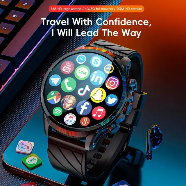 Alt view image 2 of 7 - LOKMAT APPLLP 8 PRO 4g Smart Watch 1.85 HD Large Round Screen HD Camera Heart Rate Blood Oxygen Breathing Health Function Detection Can Insert 2G/3G/4G/5G Phone Card Support WiFi Internet Access
