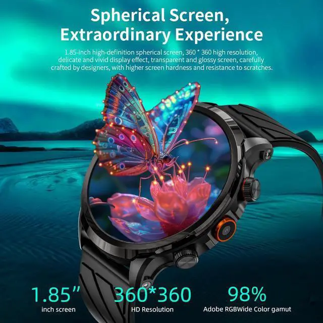 Alt view image 3 of 7 - LOKMAT APPLLP 8 PRO 4g Smart Watch 1.85 HD Large Round Screen HD Camera Heart Rate Blood Oxygen Breathing Health Function Detection Can Insert 2G/3G/4G/5G Phone Card Support WiFi Internet Access