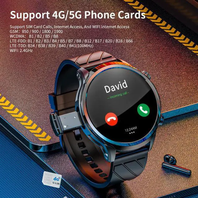 Alt view image 4 of 7 - LOKMAT APPLLP 8 PRO 4g Smart Watch 1.85 HD Large Round Screen HD Camera Heart Rate Blood Oxygen Breathing Health Function Detection Can Insert 2G/3G/4G/5G Phone Card Support WiFi Internet Access