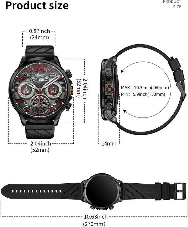 Alt view image 6 of 7 - LOKMAT APPLLP 8 PRO 4g Smart Watch 1.85 HD Large Round Screen HD Camera Heart Rate Blood Oxygen Breathing Health Function Detection Can Insert 2G/3G/4G/5G Phone Card Support WiFi Internet Access