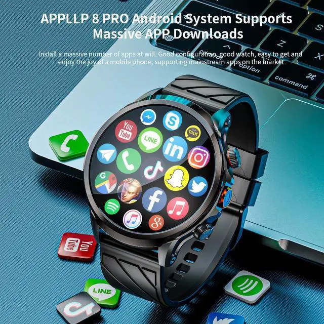 Alt view image 7 of 7 - LOKMAT APPLLP 8 PRO 4g Smart Watch 1.85 HD Large Round Screen HD Camera Heart Rate Blood Oxygen Breathing Health Function Detection Can Insert 2G/3G/4G/5G Phone Card Support WiFi Internet Access
