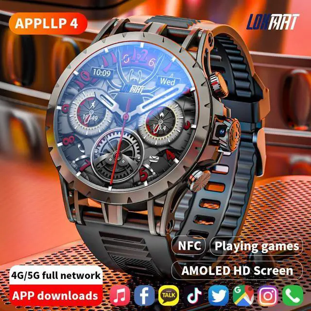 Alt view image 2 of 7 - LOKMAT APPLLP 4 Smart Watch 1.508AMOLED Screen 466*466 Resolution SIM Card Slot Independent Calls Wi-Fi 180° Pull-Out Knob HD Camera Can Download Third-Party APP Software Android System 8.1