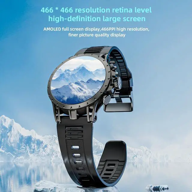 Alt view image 3 of 7 - LOKMAT APPLLP 4 Smart Watch 1.508AMOLED Screen 466*466 Resolution SIM Card Slot Independent Calls Wi-Fi 180° Pull-Out Knob HD Camera Can Download Third-Party APP Software Android System 8.1