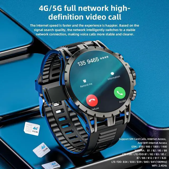 Alt view image 4 of 7 - LOKMAT APPLLP 4 Smart Watch 1.508AMOLED Screen 466*466 Resolution SIM Card Slot Independent Calls Wi-Fi 180° Pull-Out Knob HD Camera Can Download Third-Party APP Software Android System 8.1