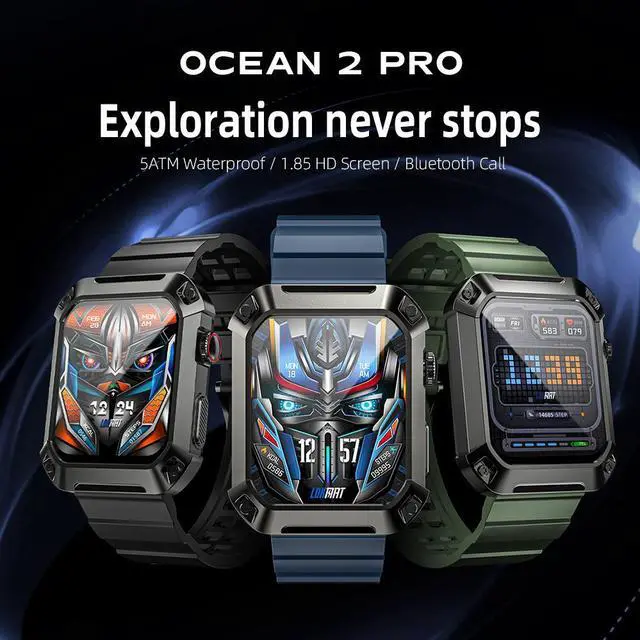 Alt view image 2 of 7 - LOKMAT OCEAN 2 PRO Smart Watch 1.85-Inch Screen Zinc Alloy Material Bluetooth Call Information Push Heart Rate Sleep Blood Oxygen Health Monitoring IP68 Waterproof Sedentary Reminder Remote Control