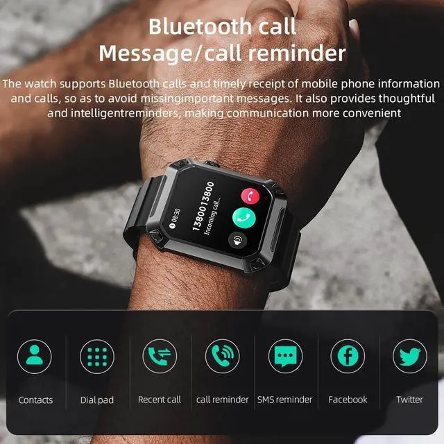 Alt view image 3 of 7 - LOKMAT OCEAN 2 PRO Smart Watch 1.85-Inch Screen Zinc Alloy Material Bluetooth Call Information Push Heart Rate Sleep Blood Oxygen Health Monitoring IP68 Waterproof Sedentary Reminder Remote Control