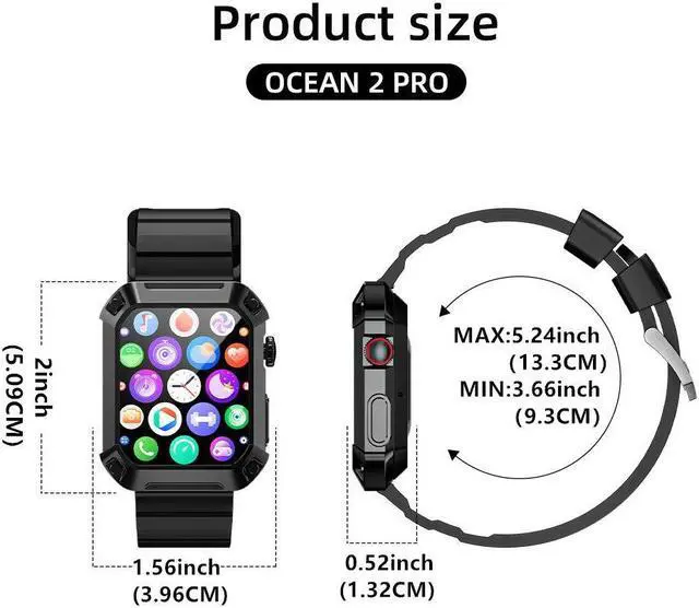Alt view image 7 of 7 - LOKMAT OCEAN 2 PRO Smart Watch 1.85-Inch Screen Zinc Alloy Material Bluetooth Call Information Push Heart Rate Sleep Blood Oxygen Health Monitoring IP68 Waterproof Sedentary Reminder Remote Control