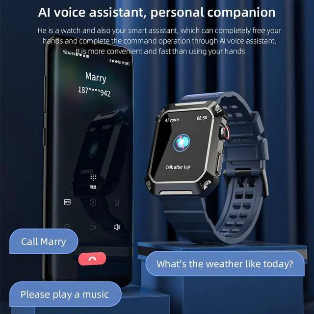 Alt view image 4 of 7 - LOKMAT OCEAN 2 PRO Smart Watch 1.85-Inch Screen Zinc Alloy Material Bluetooth Call Information Push Heart Rate Sleep Blood Oxygen Health Monitoring IP68 Waterproof Sedentary Reminder Remote Control