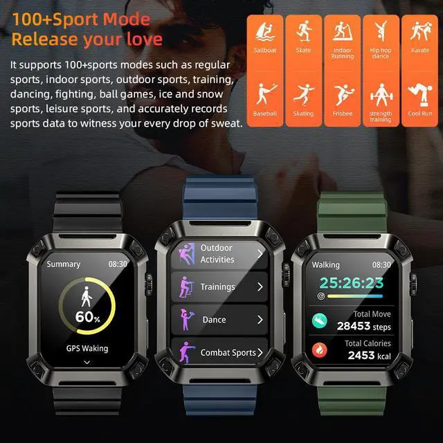 Alt view image 5 of 7 - LOKMAT OCEAN 2 PRO Smart Watch 1.85-Inch Screen Zinc Alloy Material Bluetooth Call Information Push Heart Rate Sleep Blood Oxygen Health Monitoring IP68 Waterproof Sedentary Reminder Remote Control