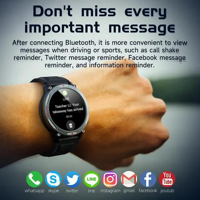 Alt view image 6 of 7 - LOKMAT ZEUS 4 PRO Smart Watch 1.43 Inch AMOLED LCD IP68 Waterproof Heart Rate Blood Oxygen Sleep Body Temperature Health Monitoring Sos Emergency Call Bluetooth Call Message Reminder Raise Your Hand