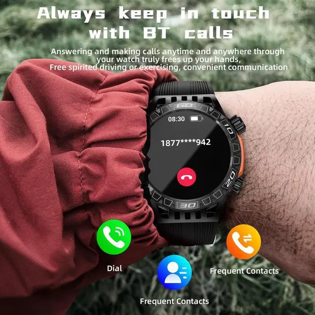 Alt view image 2 of 7 - LOKMAT ZEUS 6 PRO Smart Watch 1.46-Inch Large Round Screen Compass Function Dual Flashlight Function Bluetooth Call Information Push Voice Assistant Sedentary Reminder Remote Photo Taking Music