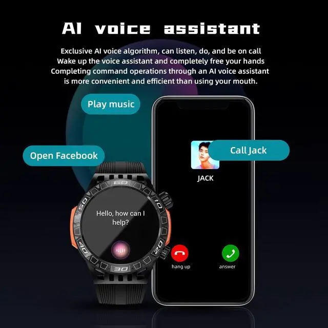 Alt view image 4 of 7 - LOKMAT ZEUS 6 PRO Smart Watch 1.46-Inch Large Round Screen Compass Function Dual Flashlight Function Bluetooth Call Information Push Voice Assistant Sedentary Reminder Remote Photo Taking Music