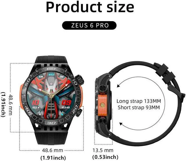 Alt view image 7 of 7 - LOKMAT ZEUS 6 PRO Smart Watch 1.46-Inch Large Round Screen Compass Function Dual Flashlight Function Bluetooth Call Information Push Voice Assistant Sedentary Reminder Remote Photo Taking Music