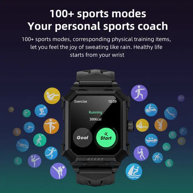 Alt view image 4 of 7 - LOKMAT OCEAN MAX Smart Watch 1.96-Inch Large Square Screen All-Metal Powder Metallurgy Material Ip68 Waterproof Heart Rate Blood Oxygen Sleep Health Monitoring Bluetooth Call Message Reminder