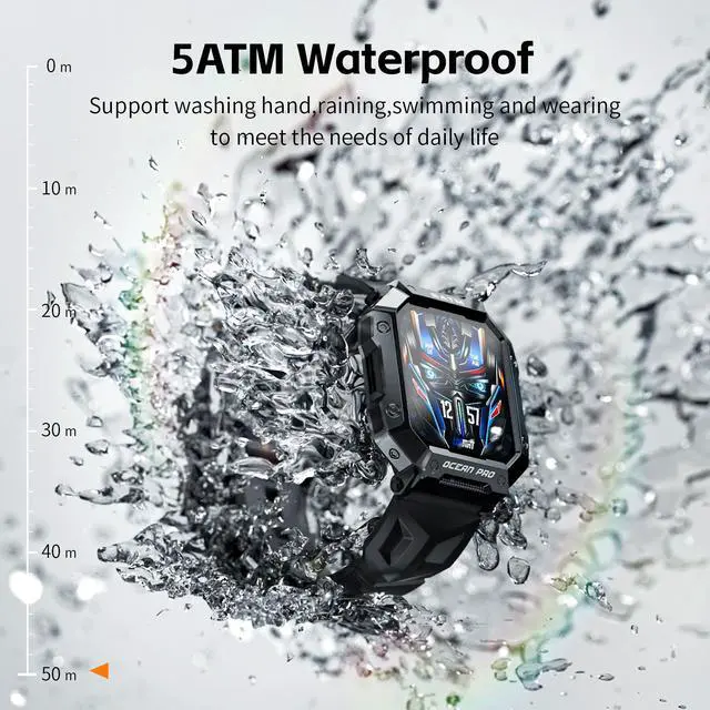 Alt view image 3 of 7 - LOKMAT OCEAN PRO Smart Watch 1.85-Inch Screen Information Reminder Heart Rate Blood Oxygen Sleep Monitoring Multiple Sports Functions Weather Remote Control Photography Music Control IP68 Outdoor