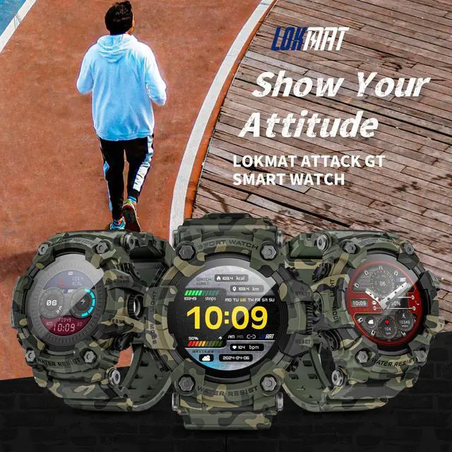 Alt view image 2 of 7 - LOKMAT ATTACK GT smart watch multi-function Bluetooth call heart rate blood oxygen sleep health monitoring outdoor sports waterproof information push adult boy girl junior high school student Green
