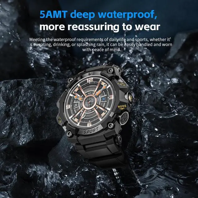 Alt view image 4 of 7 - LOKMAT ATTACK 3 PRO Smartwatch for Android and iPhone, IP68 Waterproof 100+ Sports Modes 1.39 Inch Round Screen with Bluetooth Call Function (Answer/Make Calls) with Flashlight Outdoor Sports Watch