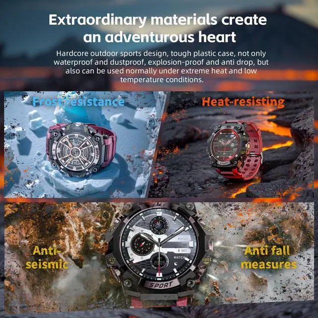Alt view image 2 of 7 - LOKMAT ATTACK 3 PRO Smartwatch for Android and iPhone, IP68 Waterproof 100+ Sports Modes 1.39 Inch Round Screen with Bluetooth Call Function (Answer/Make Calls) with Flashlight Outdoor Sports Watch